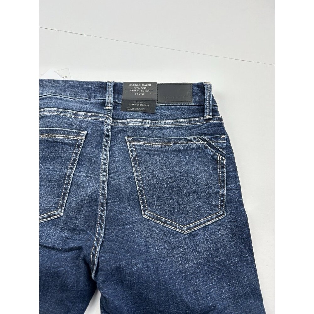 Buckle Black BKE Jeans Womens 25x32 Blue Skinny Fit No 53 Ripped Dark Wash Denim - Picture 12 of 16